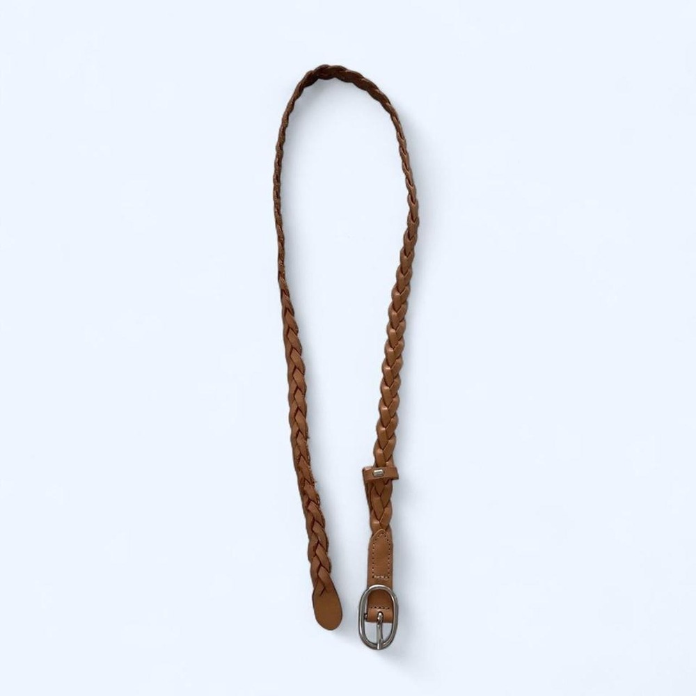 Tan leather braided skinny belt with silver buckle size M/L by Old Navy - Picture 5 of 5